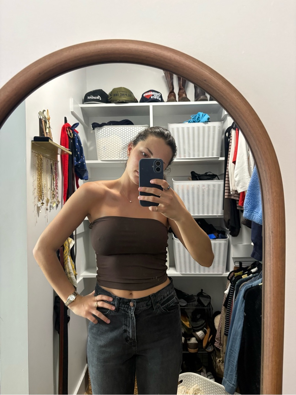 Babaton Brown Strapless Tube Camisole